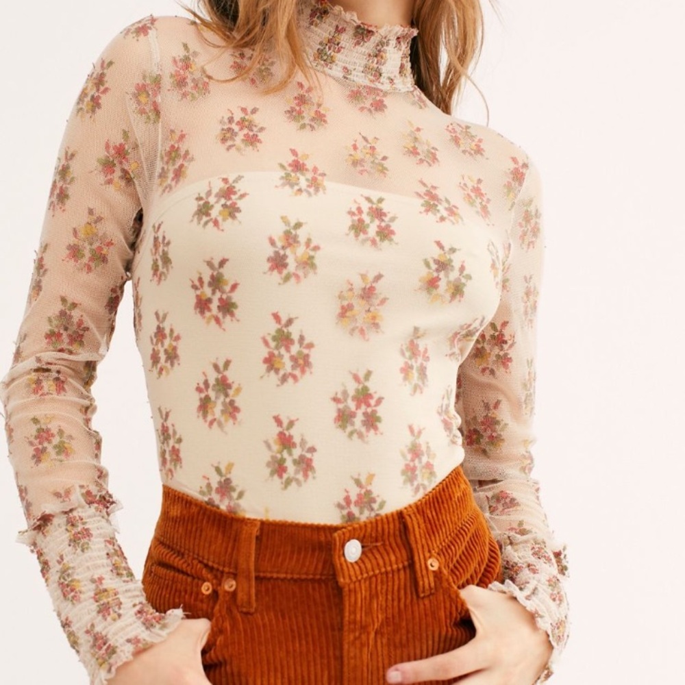 Free people sheer floral neck top. Sweet dreams top